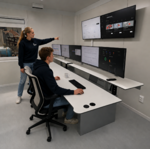 Control room Zephyros met mensen (AI gegenereerd)